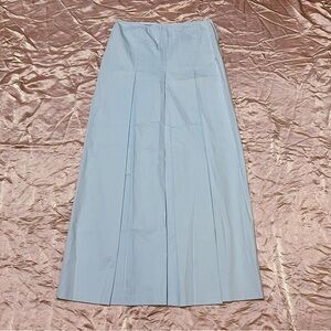 Baby Blue Pleated Midi Skirt (2)